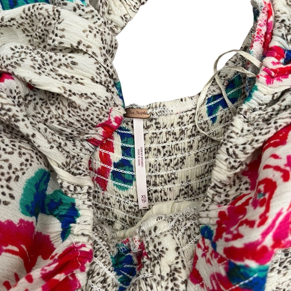 Free People Endless Summer Summer Picnic Printed Smocked Mini Dress XS - Picture 5 of 8